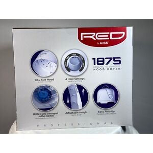 Red by Kiss 1875 Ceramic Tourmaline Hood Dryer Professional XXL Hood BD02 White